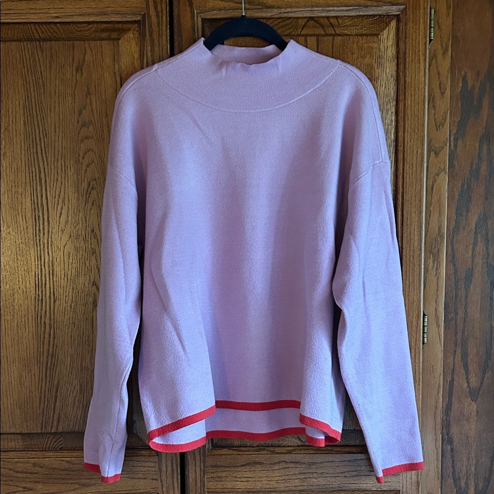 Maeve Lilac Sweater with Bold Red Accents